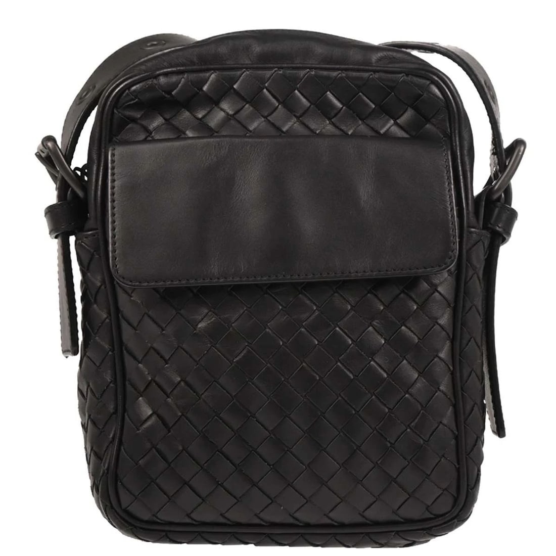 BOTTEGA VENETA BLACK INTRECCIATO SHOULDER BAG (1 of 2)