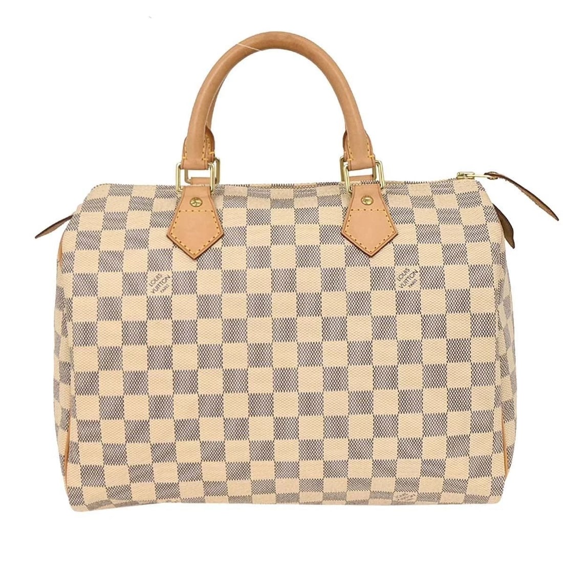 LOUIS VUITTON DAMIER AZUR SPEEDY 30 HANDBAG: LOUIS VUITTON DAMIER AZUR SPEEDY 30 HANDBAG LOUIS VUITTON DAMIER AZUR SPEEDY 30 HANDBAG N41533 Description OUTSIDE : AB: FAIR CONDITION!! Scuffs, scratches, discoloration, stains and dirt on the leath