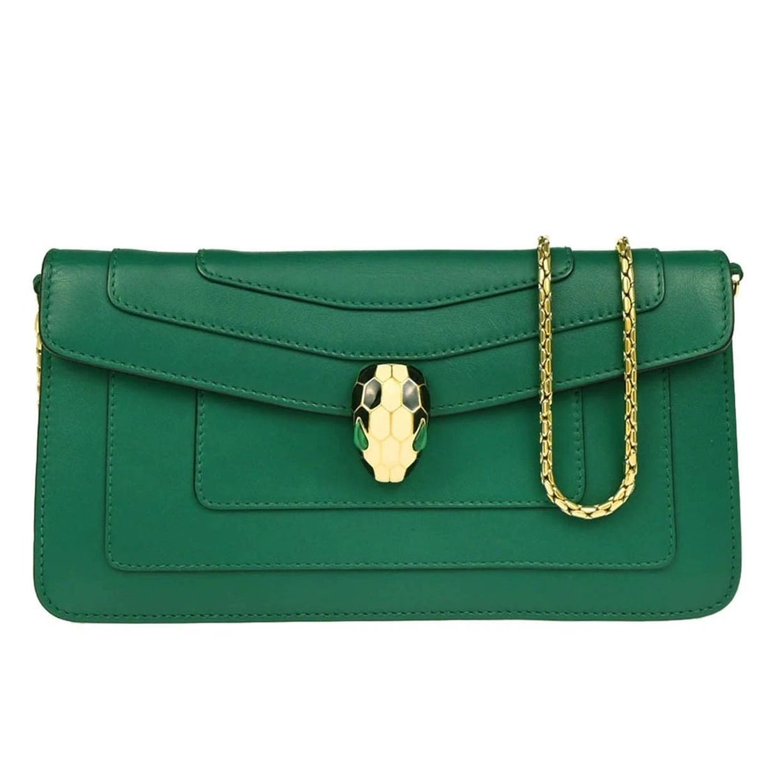 BVLGARI GREEN CALFSKIN SERPENTI FOREVER SHOULDER BAG: BVLGARI GREEN CALFSKIN SERPENTI FOREVER SHOULDER BAG Bvlgari Shoulder Bag Description OUTSIDE : A+: VERY GOOD CONDITION!! INSIDE : A: GOOD CONDITION!! Dirt. Scuffs. S : New or new without a tag. SA :