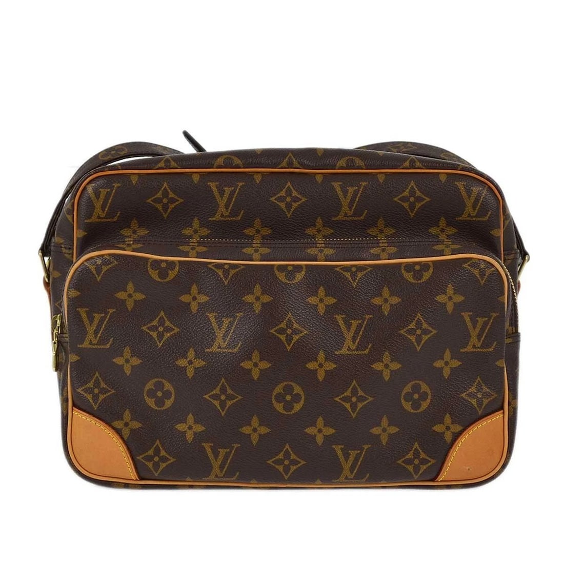 LOUIS VUITTON MONOGRAM NILE SHOULDER BAG: LOUIS VUITTON MONOGRAM NILE SHOULDER BAG Louis Vuitton Monogram Nile Shoulder Bag M45244 Description OUTSIDE : A+: VERY GOOD CONDITION!! Scuffs, discoloration and stains on the leather parts. INSIDE :