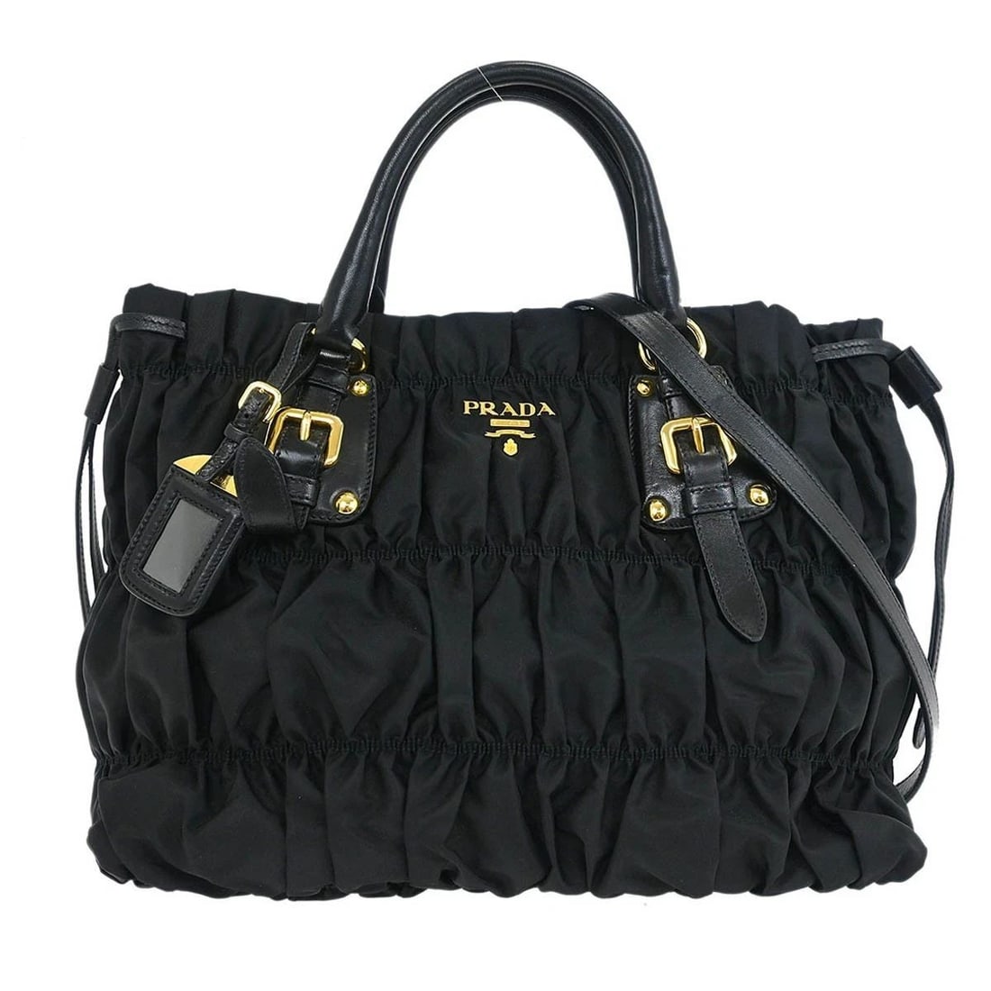 PRADA BLACK NYLON 2WAY TOTE HANDBAG (1 of 2)