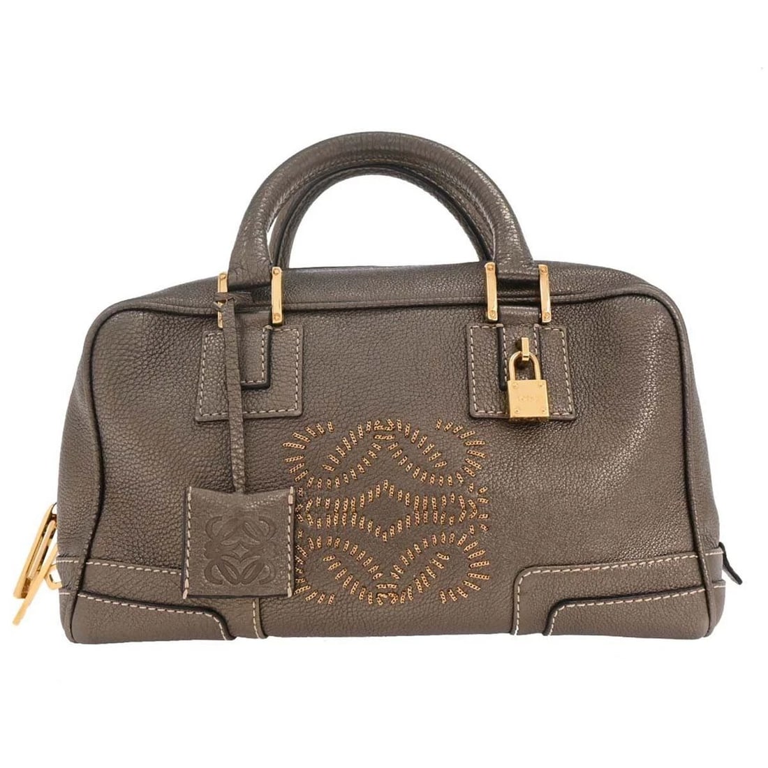 LOEWE METALLIC GRAY AMAZONA 28 HANDBAG (1 of 2)