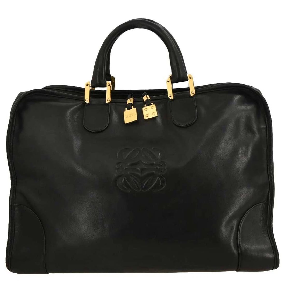 LOEWE BLACK LEATHER AMAZONA 40 HANDBAG (1 of 2)