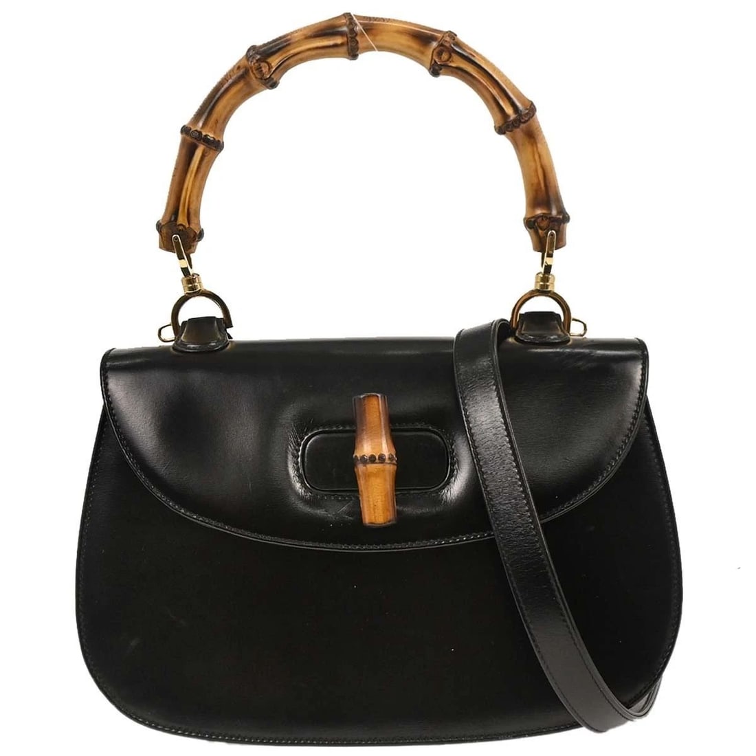 GUCCI BLACK BAMBOO 2WAY HANDBAG (1 of 2)