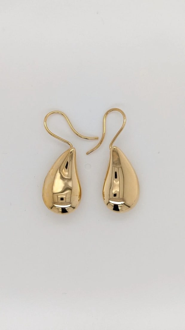 TIFFANY & CO. ELSA PERETTI 18K YELLOW GOLD LARGE TEARDROP PIERCED DROP EARRINGS: Tiffany & Co. Elsa Peretti 18k Yellow Gold Large Teardrop Pierced Drop Earrings Weight - 8.8 Grams 20.5mm Long Professionally Polished & Looks Brand New Pouch NOT Included