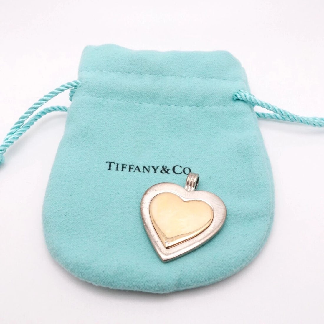 TIFFANY & CO. STERLING SILVER 18K YELLOW GOLD TRIM HEART PENDANT (1 of 2)