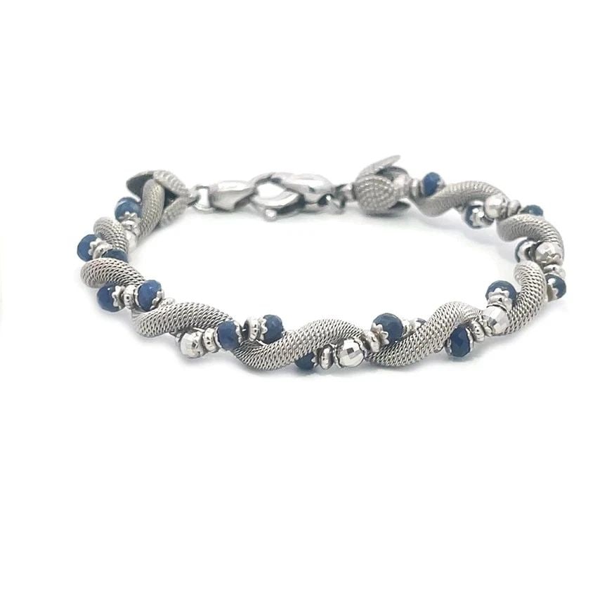 SUN DAY GOLD BRACELET SAPPHIRE 18K WHITE MESH INTERLACED LINKS (1 of 2)