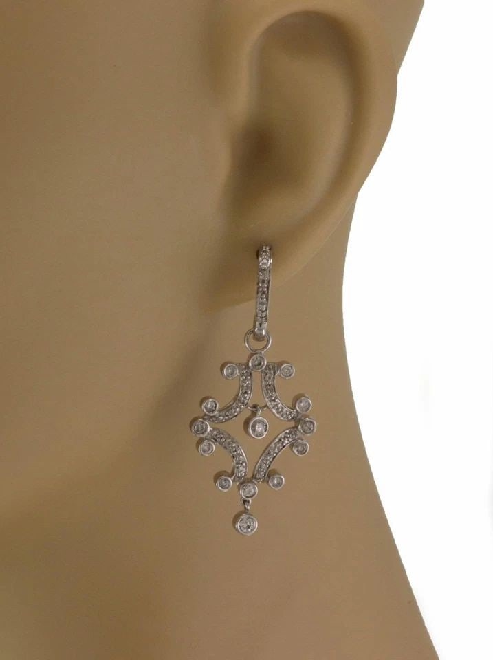STUNNING 2.00CT DIAMONDS 14K WHITE GOLD CHANDELIER DANGLE EARRINGS: STUNNING 2.00CT DIAMONDS 14K WHITE GOLD CHANDELIER DANGLE EARRINGS Stunning 2.00ct DiamondS 14k White Gold Chandelier Dangle Earrings Description This is a gorgeous pair of earrings, they are are craf