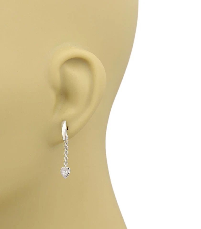 CARTIER MON AMOUR GOLD EARRINGS DIAMOND HEARTS 18K WHITE DROP DANGLE STYLE: CARTIER MON AMOUR GOLD EARRINGS DIAMOND HEARTS 18K WHITE DROP DANGLE STYLE The Cartier Mon Amour Gold Earrings feature a stunning design of diamond hearts in 18k white gold. The drop dangle style adds