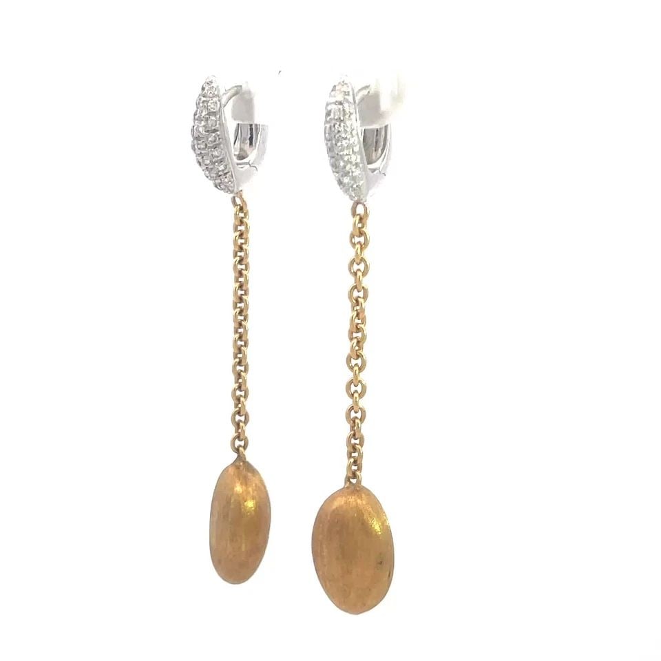 MARCO BICEGO SIVIGLIA GOLD EARRINGS DIAMOND 18K YELLOW DANGLE STYLE: MARCO BICEGO SIVIGLIA GOLD EARRINGS DIAMOND 18K YELLOW DANGLE STYLE This elegant authentic pair of earrings are by Marco Bicego from the Siviglia Collection. They are crafted from 18k yellow gold with