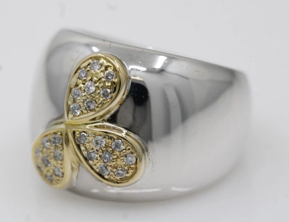 SONIA B. BITTON STERLING SILVER & 14K YELLOW GOLD DIAMOND FLOWER RING SIZE 5: SONIA B. BITTON STERLING SILVER & 14K YELLOW GOLD DIAMOND FLOWER RING SIZE 5 SONIA B. BITTON STERLING SILVER & 14K YELLOW GOLD DIAMOND FLOWER RING SIZE 5 Description Sonia B. Bitton Sterling Silver & 