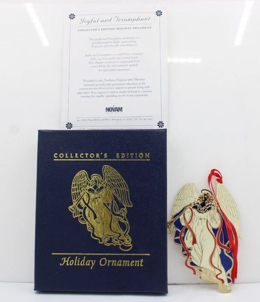 2004 NOVAM JOYFUL & TRIUMPHANT ANGEL IN FLIGHT BRASS HOLIDAY CHRISTMAS ORNAMENT: 2004 NOVAM JOYFUL & TRIUMPHANT ANGEL IN FLIGHT BRASS HOLIDAY CHRISTMAS ORNAMENT Description 2004 NOVAM Joyful & Triumphant Angel in Flight Brass Holiday Christmas Ornament The ornament is in good cond