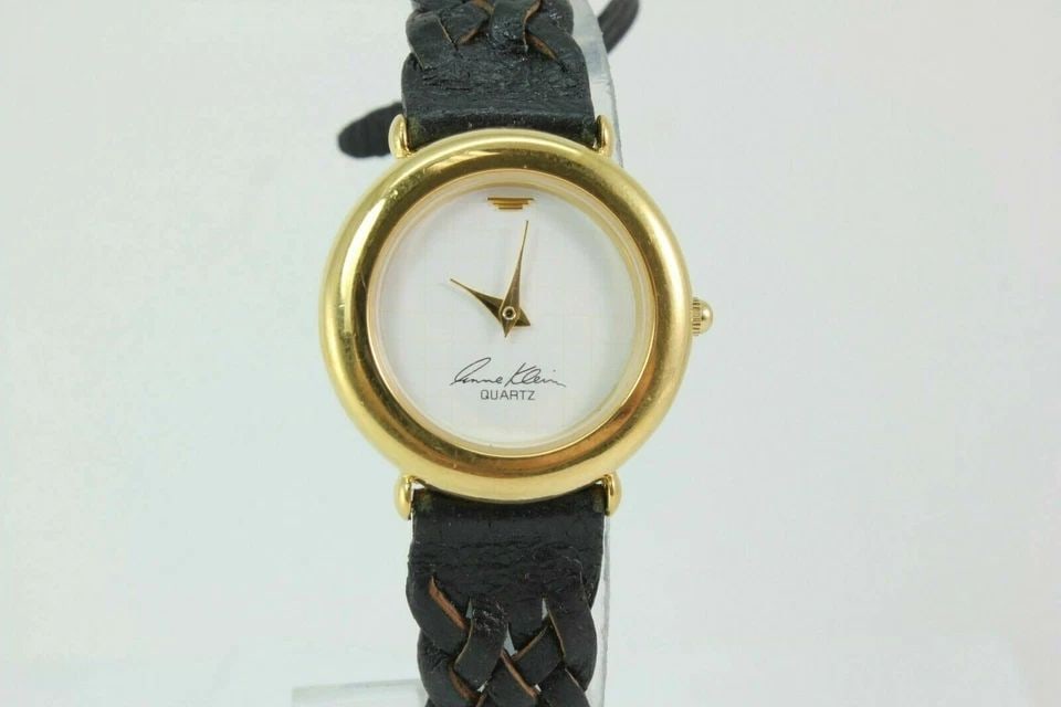 ANNE KLEIN BLACK LEATHER BRAIDED BAND 11/7253T-7344T WATCH (1 of 1)