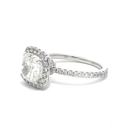 ENGAGEMENT RING CUSHION CUT DIAMOND 2.50CT ED. B HALO 18K GOLD GIA H-VS2: ENGAGEMENT RING CUSHION CUT DIAMOND 2.50CT ED. B HALO 18K GOLD GIA H-VS2 This beautiful engagement ring is crafted from 18k white gold by designer Ed. B, it features a gorgeous cushion cut diamond in 