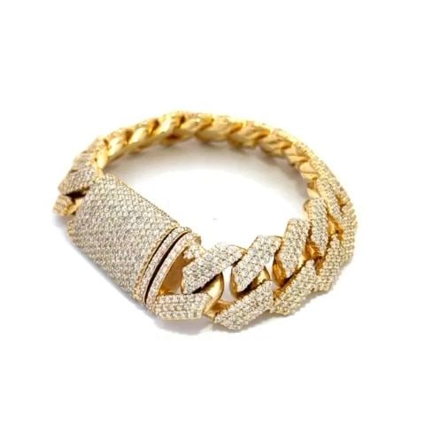 MONACO BRACELET 14K 15CT DIAMOND YELLOW GOLD VERY LARGE MEN'S BRACELET 169.5G (1 of 1)