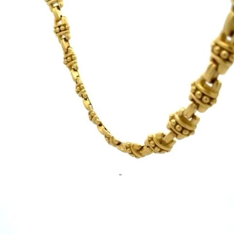 JUDITH RIPKA 18K NECKLACE YELLOW GOLD HEFTY "H" LINK 12MM WIDE COLLAR 99GR: JUDITH RIPKA 18K NECKLACE YELLOW GOLD HEFTY "H" LINK 12MM WIDE COLLAR 99GR This lovely authentic necklace is by Judith Ripka, it is crafted from 18k yellow gold featuring a full length with an H link 