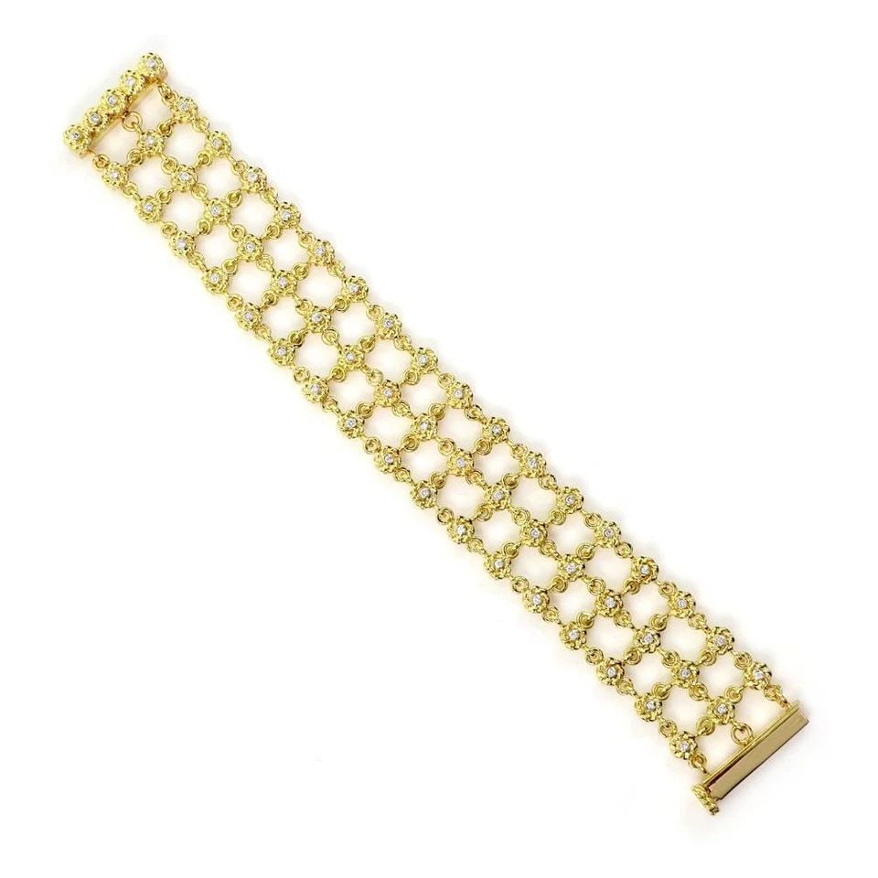 CASSIS 1.75CT DIAMOND 18K YELLOW GOLD 3 ROW LADDER STYLE CHAIN BRACELET: CASSIS 1.75CT DIAMOND 18K YELLOW GOLD 3 ROW LADDER STYLE CHAIN BRACELET Cassis 1.75ct Diamond 18k Yellow Gold 3 Row Ladder Style Chain Bracelet Description This is gorgeous Cassis style bracelet, it i