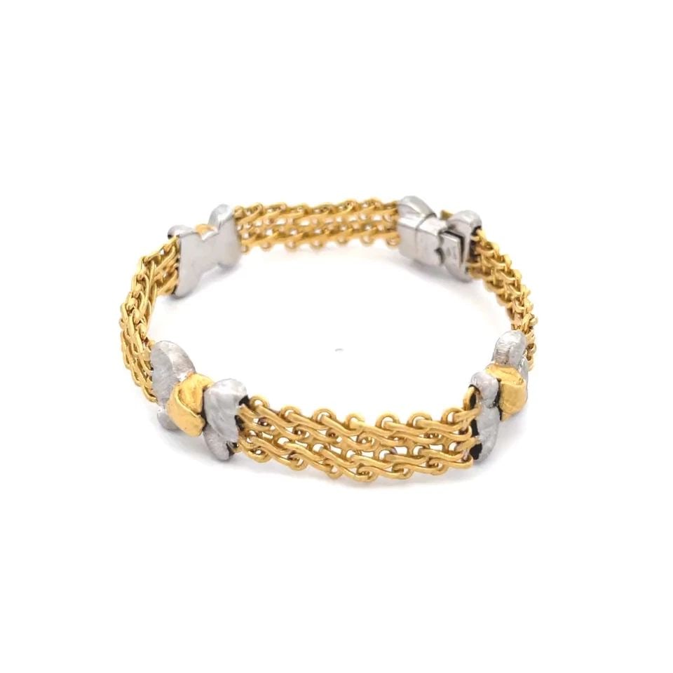 BUCCELLATI 18K TWO TONE GOLD BUTTERFLY MOTIFS CHAIN BRACELET (1 of 1)