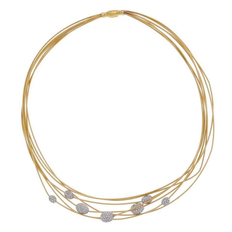 MARCO BICEGO CAIRO NECKLACE 2CT DIAMONDS 18K GOLD 7 CABLE STRAND CHOCKER: MARCO BICEGO CAIRO NECKLACE 2CT DIAMONDS 18K GOLD 7 CABLE STRAND CHOCKER Marco Bicego Cairo 2ct Diamonds 18k Gold 7 Cable Strand Necklace Description This chic authentic necklace is by Marco Bicego fr