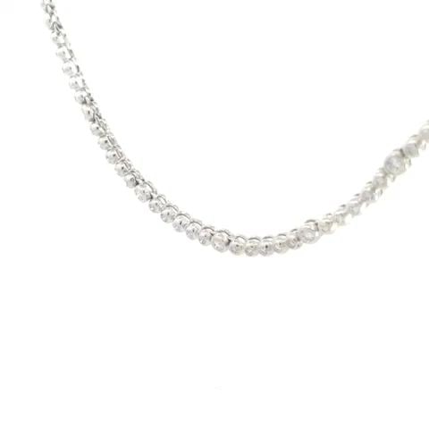 70127 DIAMONDS BEZEL SET GOLD COLLAR NECKLACE 14K WHITE CENTER DOT MOTIFS: 70127 DIAMONDS BEZEL SET GOLD COLLAR NECKLACE 14K WHITE CENTER DOT MOTIFS This lovely diamond collar necklace is crafted from 14k white gold featuring dot links and the front part of the necklace has 