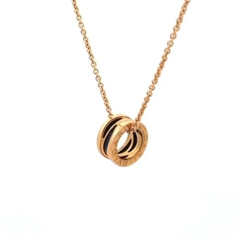 BULGARI B. ZERO1 18K ROSE GOLD BLACK CERAMIC MINI PENDANT NECKLACE BOX CERT (1 of 1)