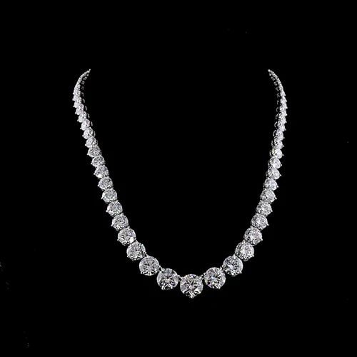 LAB-GROWN 68.51 CARAT ROUND E-F-VVS2 DIAMOND 14K WHITE GOLD RIVIERA NECKLACE: LAB-GROWN 68.51 CARAT ROUND E-F-VVS2 DIAMOND 14K WHITE GOLD RIVIERA NECKLACE Title: High-quality Brand-New Echo Friendly Elegant Lab-Grown 68.51 Carat Round E-F-VVS2 Diamond 14K White Gold Riviera Nec
