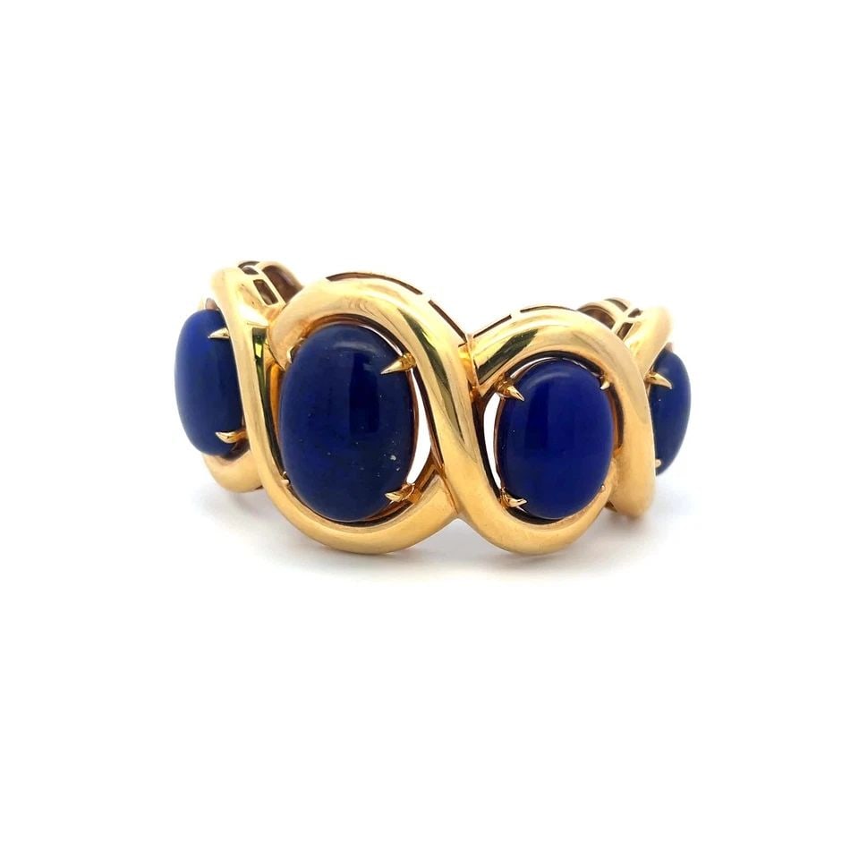 SEAMAN SCHEPPS 18 KARAT YELLOW GOLD LAPIS BANGLE BRACELET: SEAMAN SCHEPPS 18 KARAT YELLOW GOLD LAPIS BANGLE BRACELET Designer: SEAMAN SCHEPPS Title: Seaman Schepps 18 Karat Yellow Gold Bangle Bracelet Style: Bangle Metal: 18 Karat Yellow Gold Dimension: 6*1.4