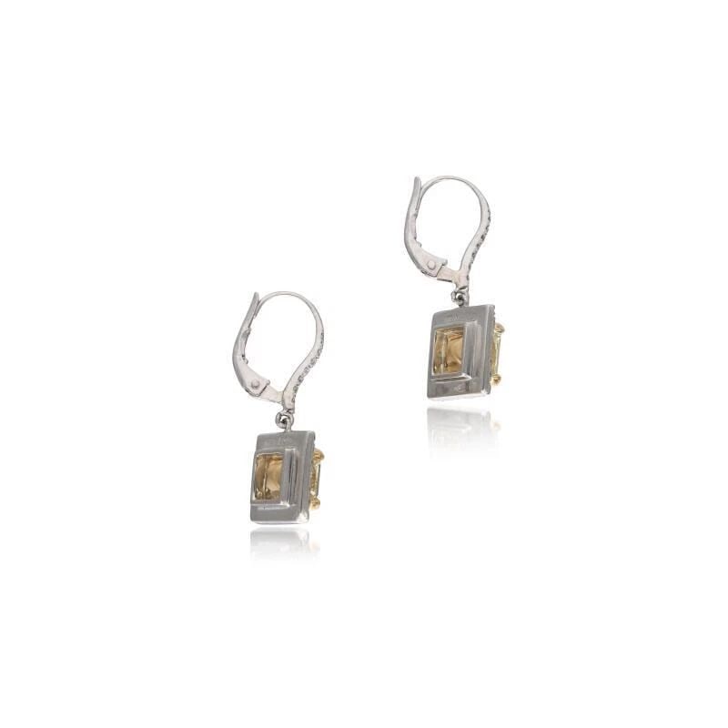 5.03 CARAT RADIANT CUT U-SI1 & Y-VS2 DIAMOND 14K PLATINUM DROP EARRING: 5.03 CARAT RADIANT CUT U-SI1 & Y-VS2 DIAMOND 14K PLATINUM DROP EARRING Title: 5.03 Carat Radiant Cut U-SI1 and Y-VS2 Diamond 14 Karat Platinum Drop Earrings Style: Drop Metal: 14 Karat Platinum Gemsto