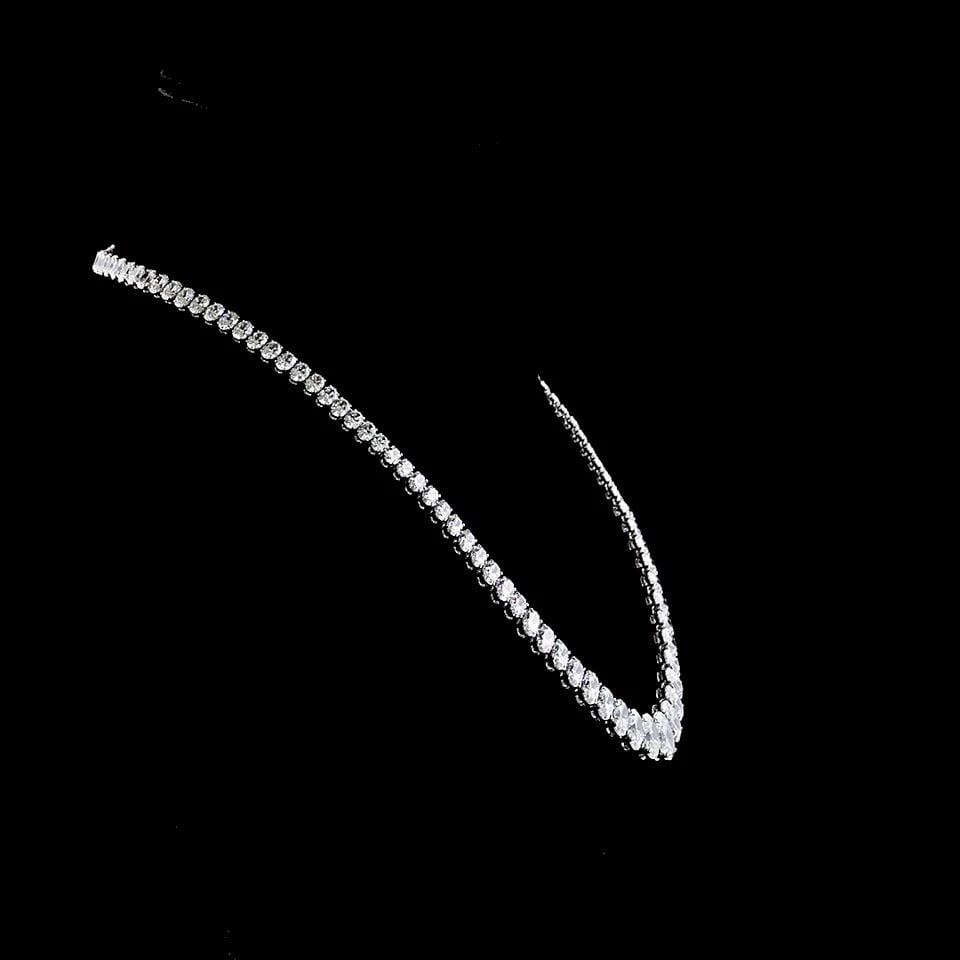 LAB-GROWN 38.95 CARAT OVAL E-F-VS1 DIAMOND 14K WHITE GOLD RIVIERA NECKLACE: LAB-GROWN 38.95 CARAT OVAL E-F-VS1 DIAMOND 14K WHITE GOLD RIVIERA NECKLACE Title: High-quality Brand-New Echo Friendly Elegant Lab-Grown 38.95 Carat Oval E-F-VS1 Diamond 14K White Gold Riviera Necklac