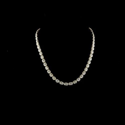 LAB-GROWN 29.01 CARAT OVAL E-F-VS DIAMOND 14K YELLOW GOLD TENNIS NECKLACE: LAB-GROWN 29.01 CARAT OVAL E-F-VS DIAMOND 14K YELLOW GOLD TENNIS NECKLACE Title: High-quality Brand-New Echo Friendly Elegant Lab-Grown 29.01 Carat Oval E-F-VS Diamond 14K Yellow Gold Tennis Necklace 