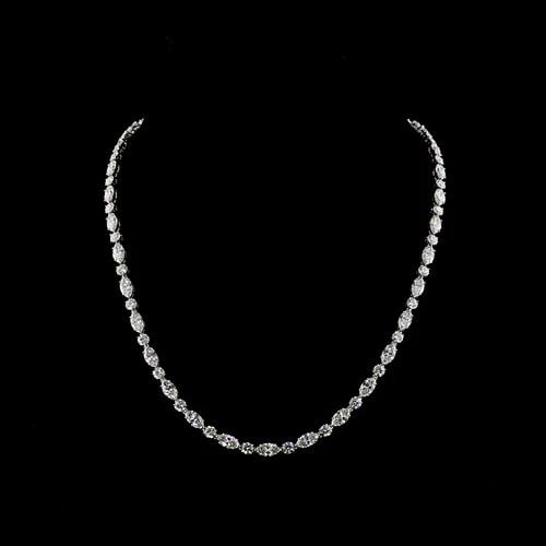 LAB-GROWN 26.67 CARAT MARQUISE E-F-VS DIAMOND 14K WHITE GOLD TENNIS NECKLACE: LAB-GROWN 26.67 CARAT MARQUISE E-F-VS DIAMOND 14K WHITE GOLD TENNIS NECKLACE Title: High-quality Brand-New Echo Friendly Elegant Lab-Grown 26.67 Carat Marquise E-F-VS Diamond 14K White Gold Tennis Nec