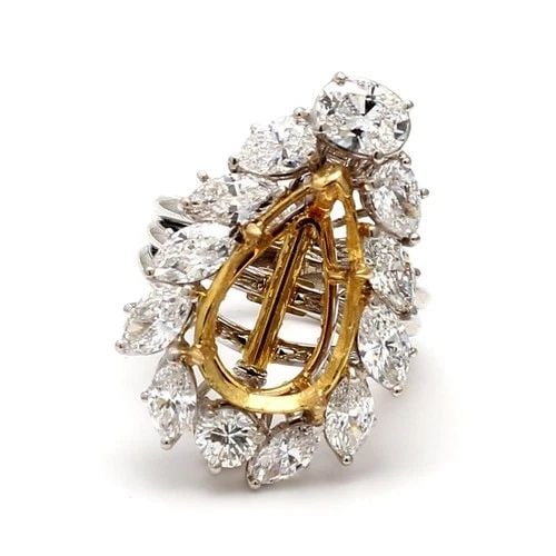 5.91CT MIXED-CUT DIAMOND SEMI-MOUNT RING IN 18K GOLD & PLATINUM (D VS1) (1 of 2)