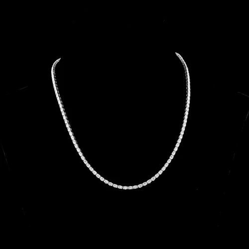 LAB-GROWN 9.89 CARAT OVAL E-F-VS1 DIAMOND 14K WHITE GOLD TENNIS NECKLACE: LAB-GROWN 9.89 CARAT OVAL E-F-VS1 DIAMOND 14K WHITE GOLD TENNIS NECKLACE Title: High-quality Brand-New Echo Friendly Elegant Lab-Grown 9.89 Carat Oval E-F-VS1 Diamond 14K White Gold Tennis Necklace Vi