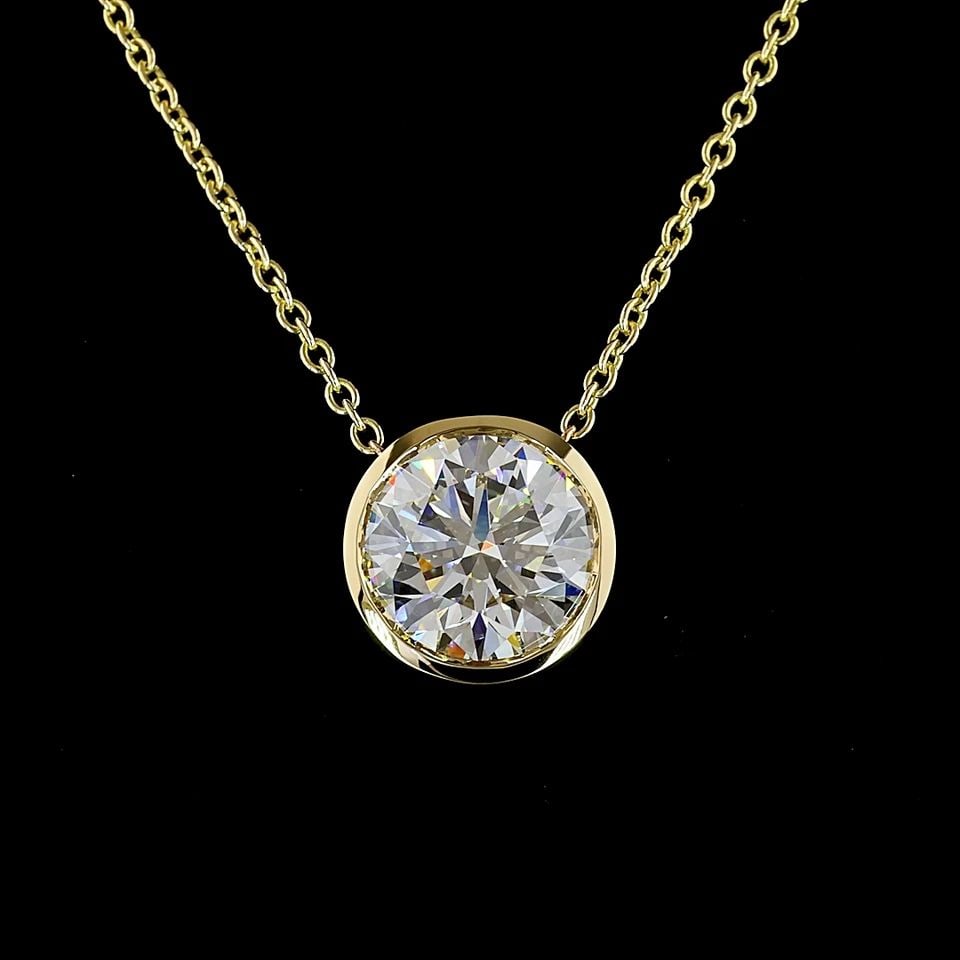 LAB-GROWN 8.03 CARAT ROUND E-F-VS1 DIAMOND 14K YELLOW GOLD SOLITAIRE PENDANT: LAB-GROWN 8.03 CARAT ROUND E-F-VS1 DIAMOND 14K YELLOW GOLD SOLITAIRE PENDANT Title: High-quality Brand-New Echo Friendly Elegant Lab-Grown 8.03 Carat Round E-F-VS1 Diamond 14K Yellow Gold Solitaire Pe