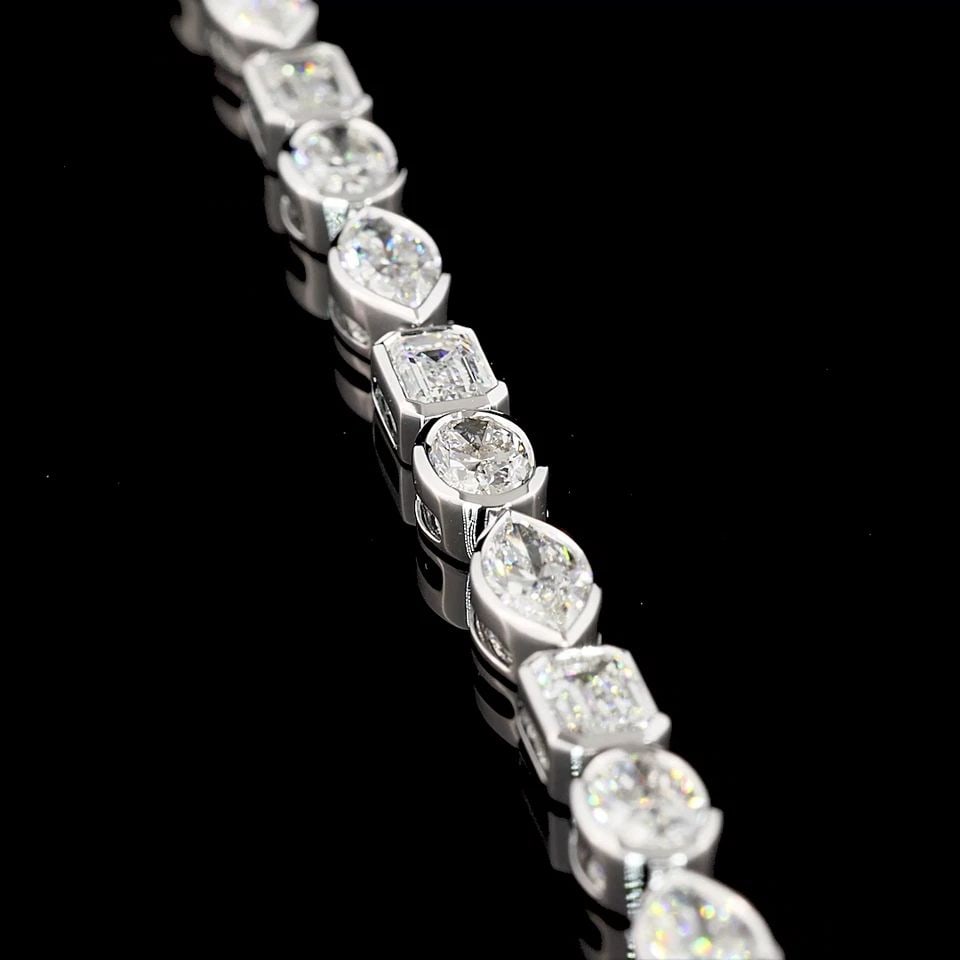LAB-GROWN 7.98 CARAT MIX F-VS1 DIAMOND 14K WHITE GOLD TENNIS BRACELET: LAB-GROWN 7.98 CARAT MIX F-VS1 DIAMOND 14K WHITE GOLD TENNIS BRACELET Title: High-quality Brand-New Echo Friendly Elegant Lab-Grown 7.98 Carat MIX F-VS1 Diamond 14K White Gold Tennis Bracelet Video Li
