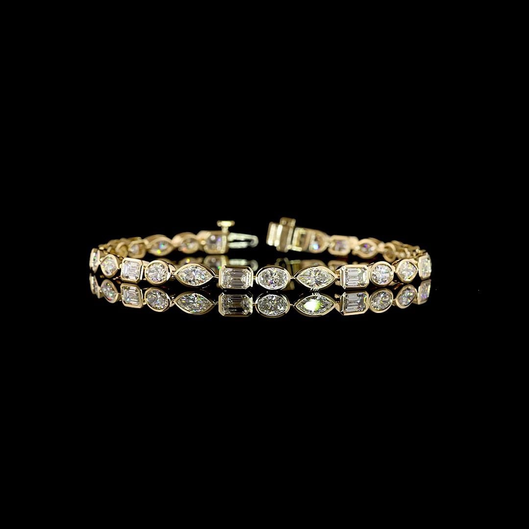 LAB-GROWN 7.91 CARAT EMERALD E-F-VS1 DIAMOND 14K YELLOW GOLD TENNIS BRACELET: LAB-GROWN 7.91 CARAT EMERALD E-F-VS1 DIAMOND 14K YELLOW GOLD TENNIS BRACELET Title: High-quality Brand-New Echo Friendly Elegant Lab-Grown 7.91 Carat Emerald E-F-VS1 Diamond 14K Yellow Gold Tennis Bra