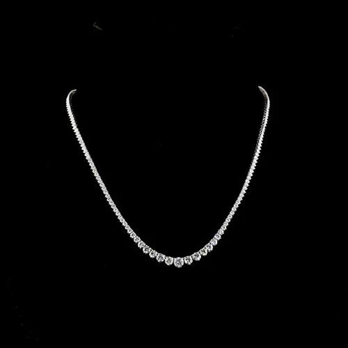 LAB-GROWN 8.4 CARAT ROUND E-F-VS1 DIAMOND 14K WHITE GOLD RIVIERA NECKLACE: LAB-GROWN 8.4 CARAT ROUND E-F-VS1 DIAMOND 14K WHITE GOLD RIVIERA NECKLACE Title: High-quality Brand-New Echo Friendly Elegant Lab-Grown 8.4 Carat Round E-F-VS1 Diamond 14K White Gold Riviera Necklace 