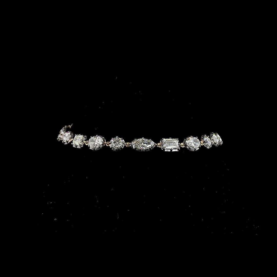 LAB-GROWN 8.18 CARAT MIX E-F-VS1 DIAMOND 14K YELLOW GOLD STATION BRACELET: LAB-GROWN 8.18 CARAT MIX E-F-VS1 DIAMOND 14K YELLOW GOLD STATION BRACELET Title: High-quality Brand-New Echo Friendly Elegant Lab-Grown 8.18 Carat MIX E-F-VS1 Diamond 14K Yellow Gold Station Bracelet 