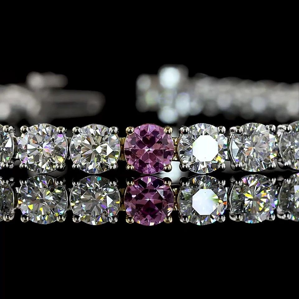LAB-GROWN 10.31 CARAT ROUND -VS DIAMOND 14K TWO TONE TENNIS BRACELET: LAB-GROWN 10.31 CARAT ROUND -VS DIAMOND 14K TWO TONE TENNIS BRACELET Title: High-quality Brand-New Echo Friendly Elegant Lab-Grown 10.31 Carat Round -VS Diamond 14K Two Tone Tennis Bracelet Video Link