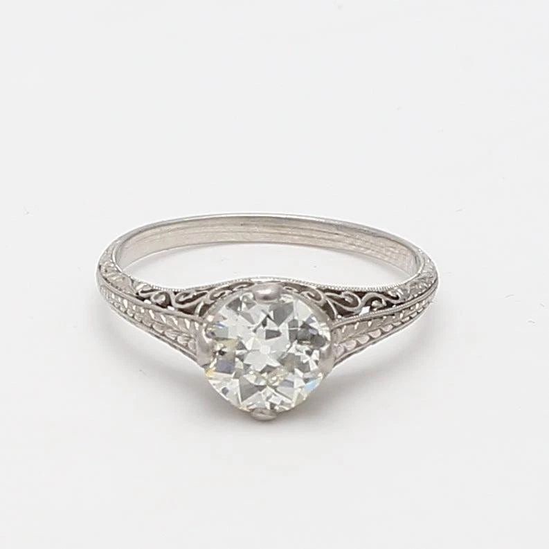 1.11 CARAT OLD EUROPEAN CUT L VVS2 DIAMOND PLATINUM ENGAGEMENT RING: 1.11 CARAT OLD EUROPEAN CUT L VVS2 DIAMOND PLATINUM ENGAGEMENT RING Title: 1.11 Carat Old European Cut L VVS2 Diamond Platinum Engagement Ring Style: Engagement Metal: Platinum Gemstone 1: 1.11 Carat 