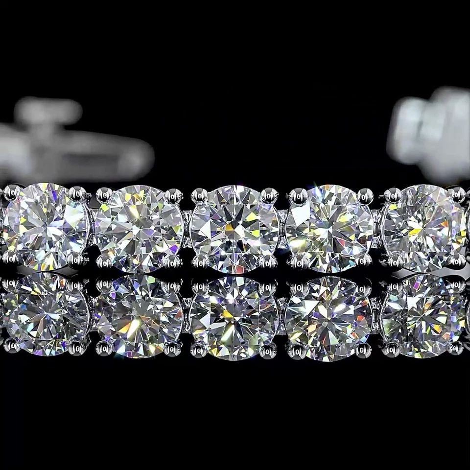 LAB-GROWN 10.06 CARAT ROUND E-F-VS DIAMOND 14K WHITE GOLD TENNIS BRACELET: LAB-GROWN 10.06 CARAT ROUND E-F-VS DIAMOND 14K WHITE GOLD TENNIS BRACELET Title: High-quality Brand-New Echo Friendly Elegant Lab-Grown 10.06 Carat Round E-F-VS Diamond 14K White Gold Tennis Bracelet 