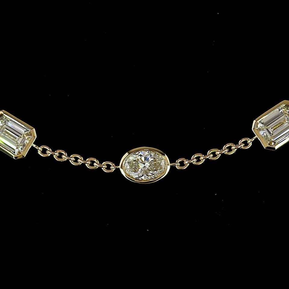 LAB-GROWN 6.1 CARAT MIX E-F-VS1 DIAMOND 14K YELLOW GOLD STATION NECKLACE: LAB-GROWN 6.1 CARAT MIX E-F-VS1 DIAMOND 14K YELLOW GOLD STATION NECKLACE Title: High-quality Brand-New Echo Friendly Elegant Lab-Grown 6.1 Carat MIX E-F-VS1 Diamond 14K Yellow Gold Station Necklace Vi