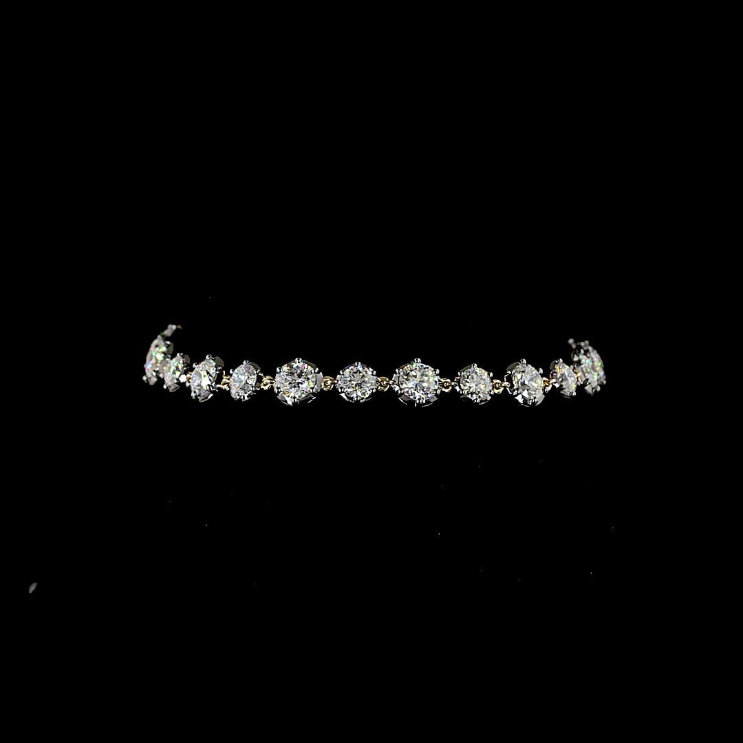 LAB-GROWN 6.92 CARAT ROUND E-F-VS1 DIAMOND 14K YELLOW GOLD STATION BRACELET: LAB-GROWN 6.92 CARAT ROUND E-F-VS1 DIAMOND 14K YELLOW GOLD STATION BRACELET Title: High-quality Brand-New Echo Friendly Elegant Lab-Grown 6.92 Carat Round E-F-VS1 Diamond 14K Yellow Gold Station Brace