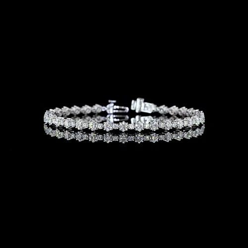 LAB-GROWN 5.01 CARAT ROUND E-F- DIAMOND 14K WG STATION LINE TENNIS BRACELET: LAB-GROWN 5.01 CARAT ROUND E-F- DIAMOND 14K WG STATION LINE TENNIS BRACELET Title: High-quality Brand-New Echo Friendly Elegant Lab-Grown 5.01 Carat Round E-F- Diamond 14K White Gold Station Line Tenn