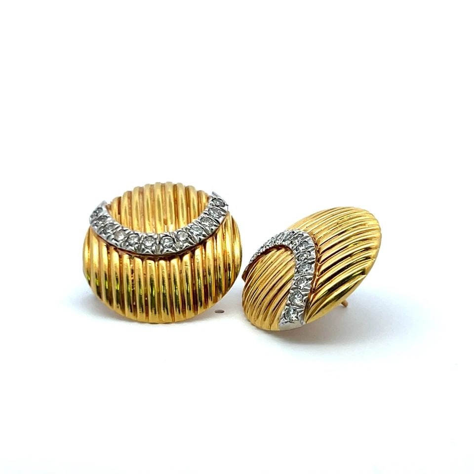1.00 CARAT ROUND BRILLIANT G VS1 DIAMOND 18K TWO TONE GOLD CLIP ON EARRINGS (1 of 1)