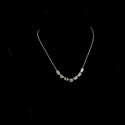LAB-GROWN 5.41 CARAT MIX E-F-VS1 DIAMOND 14K YELLOW GOLD STATION NECKLACE: LAB-GROWN 5.41 CARAT MIX E-F-VS1 DIAMOND 14K YELLOW GOLD STATION NECKLACE Title: High-quality Brand-New Echo Friendly Elegant Lab-Grown 5.41 Carat MIX E-F-VS1 Diamond 14K Yellow Gold Station Necklace 
