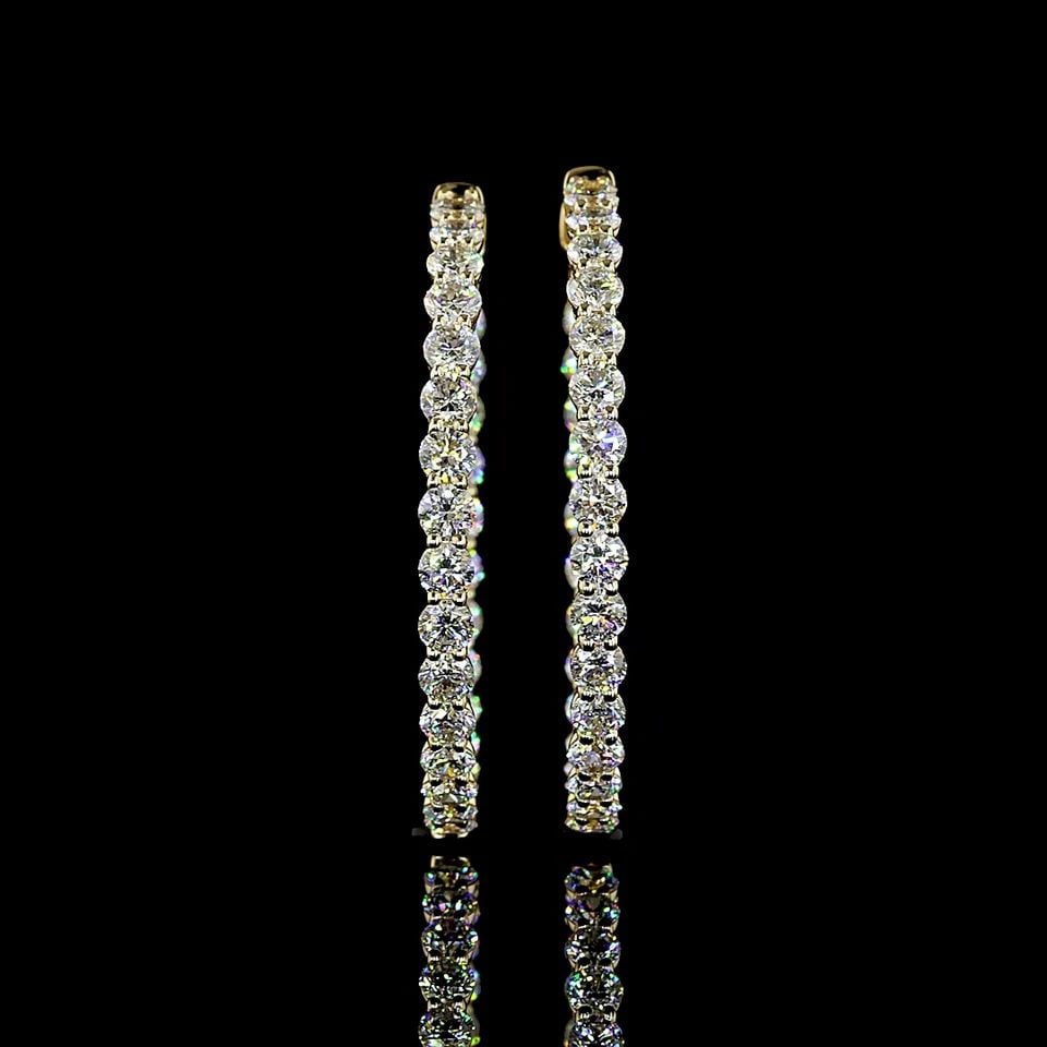 LAB-GROWN 5.18 CARAT ROUND E-F-VS DIAMOND 14K YELLOW GOLD HOOPS EARRINGS: LAB-GROWN 5.18 CARAT ROUND E-F-VS DIAMOND 14K YELLOW GOLD HOOPS EARRINGS Title: High-quality Brand-New Echo Friendly Elegant Lab-Grown 5.18 Carat Round E-F-VS Diamond 14K Yellow Gold Hoops Earrings Vi