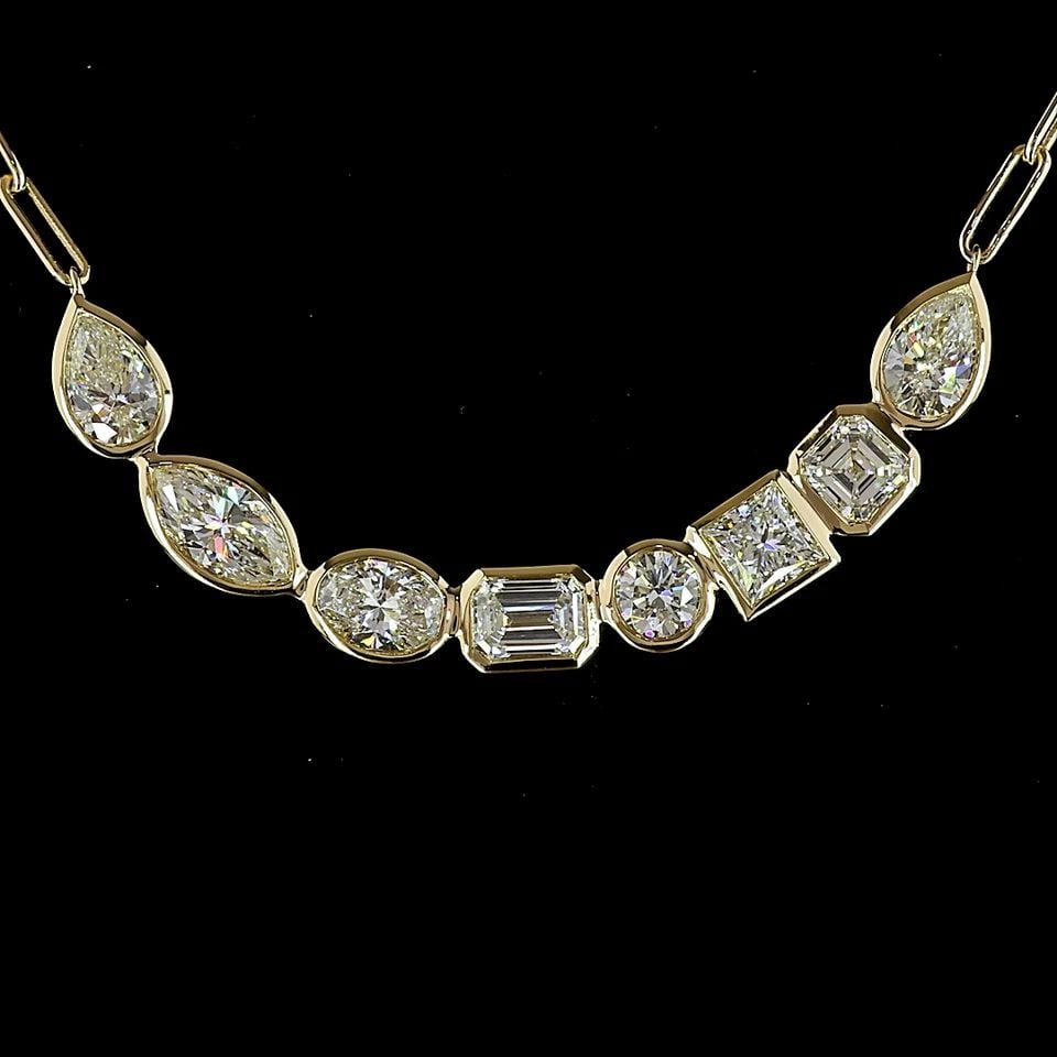 LAB-GROWN 2.4 CARAT MIX E-F-VS1 DIAMOND 14K YELLOW GOLD STATION NECKLACE: LAB-GROWN 2.4 CARAT MIX E-F-VS1 DIAMOND 14K YELLOW GOLD STATION NECKLACE Title: High-quality Brand-New Echo Friendly Elegant Lab-Grown 2.4 Carat MIX E-F-VS1 Diamond 14K Yellow Gold Station Necklace Vi