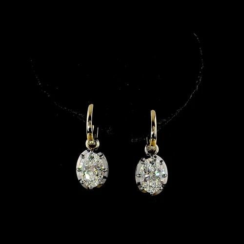 LAB-GROWN 3.05 CARAT OVAL E-F-VS1 DIAMOND 14K YELLOW GOLD HANGING EARRINGS: LAB-GROWN 3.05 CARAT OVAL E-F-VS1 DIAMOND 14K YELLOW GOLD HANGING EARRINGS Title: High-quality Brand-New Echo Friendly Elegant Lab-Grown 3.05 Carat Oval E-F-VS1 Diamond 14K Yellow Gold Hanging Earring