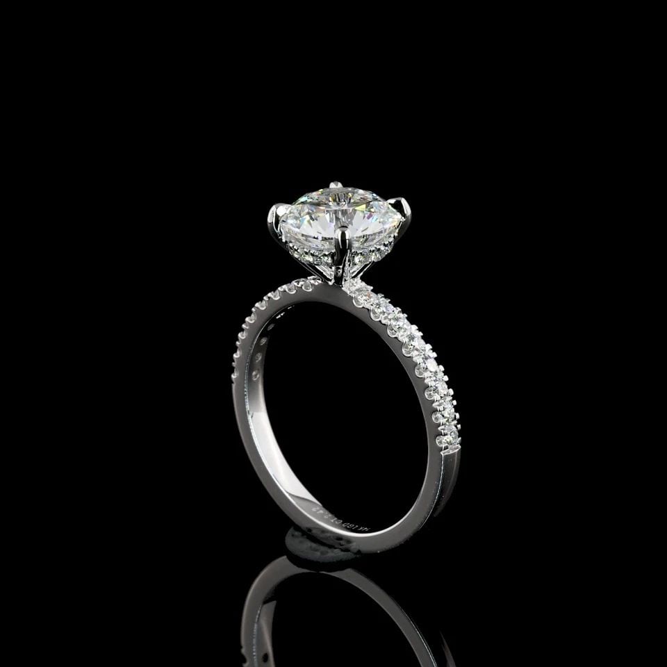 LAB-GROWN 2.37 CARAT ROUND E-F-VS1 DIAMOND 14K WHITE GOLD HIDDEN HALO RING: LAB-GROWN 2.37 CARAT ROUND E-F-VS1 DIAMOND 14K WHITE GOLD HIDDEN HALO RING Title: High-quality Brand-New Echo Friendly Elegant Lab-Grown 2.37 Carat Round E-F-VS1 Diamond 14K White Gold Hidden Halo Rin